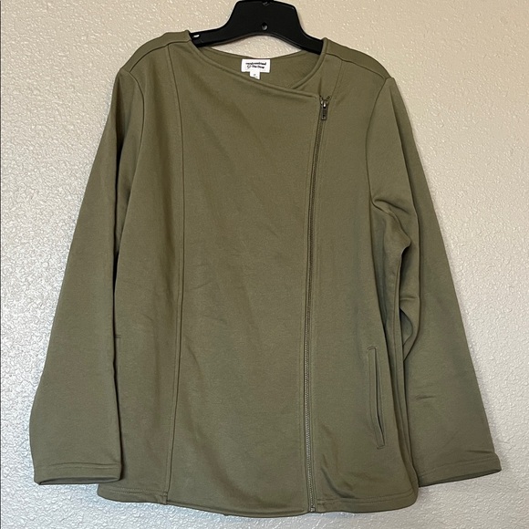 Olive Green Zip-Up Sweatshirt Jacket Size 2X - Picture 2 of 5